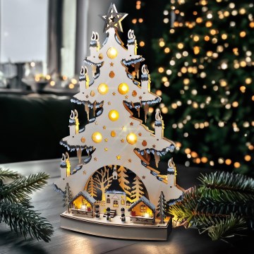Décoration de Noël LED/2xAA/blanc chaud arbre