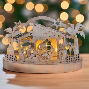 Décoration de Noël LED/2xAA/blanc chaud crèche