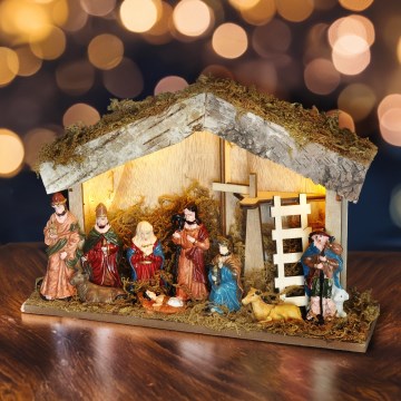 Décoration de Noël LED/2xAA/blanc chaud crèche