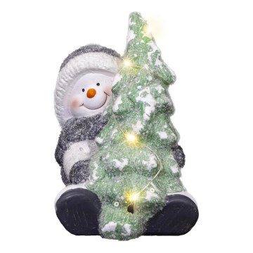 Décoration de Noël LED/2xLR44/blanc chaud bonhomme de neige avec un arbre