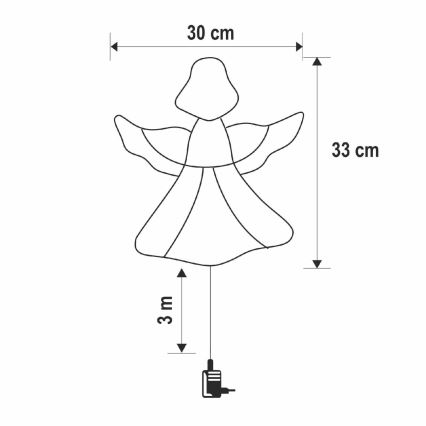 Décoration de Noël LED pour fenêtre — ange, 35 LED, 230 V, IP44, blanc chaud