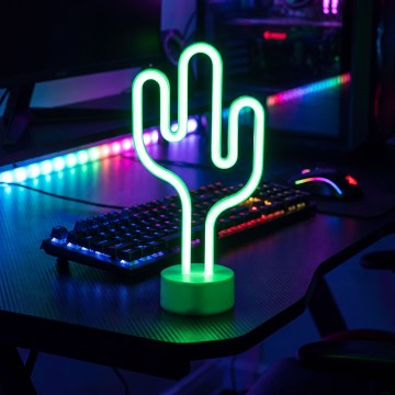 Décoration de table néon LED/2W/3xAA USB Cactus
