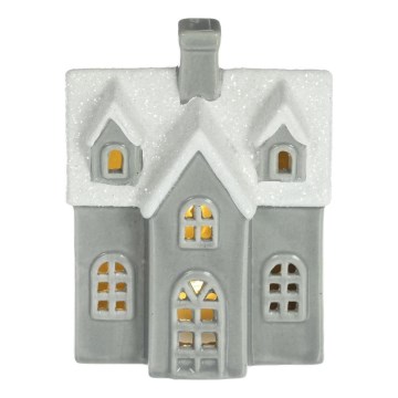 Décoration en porcelaine LED/2xLR44/blanc chaud maison grise
