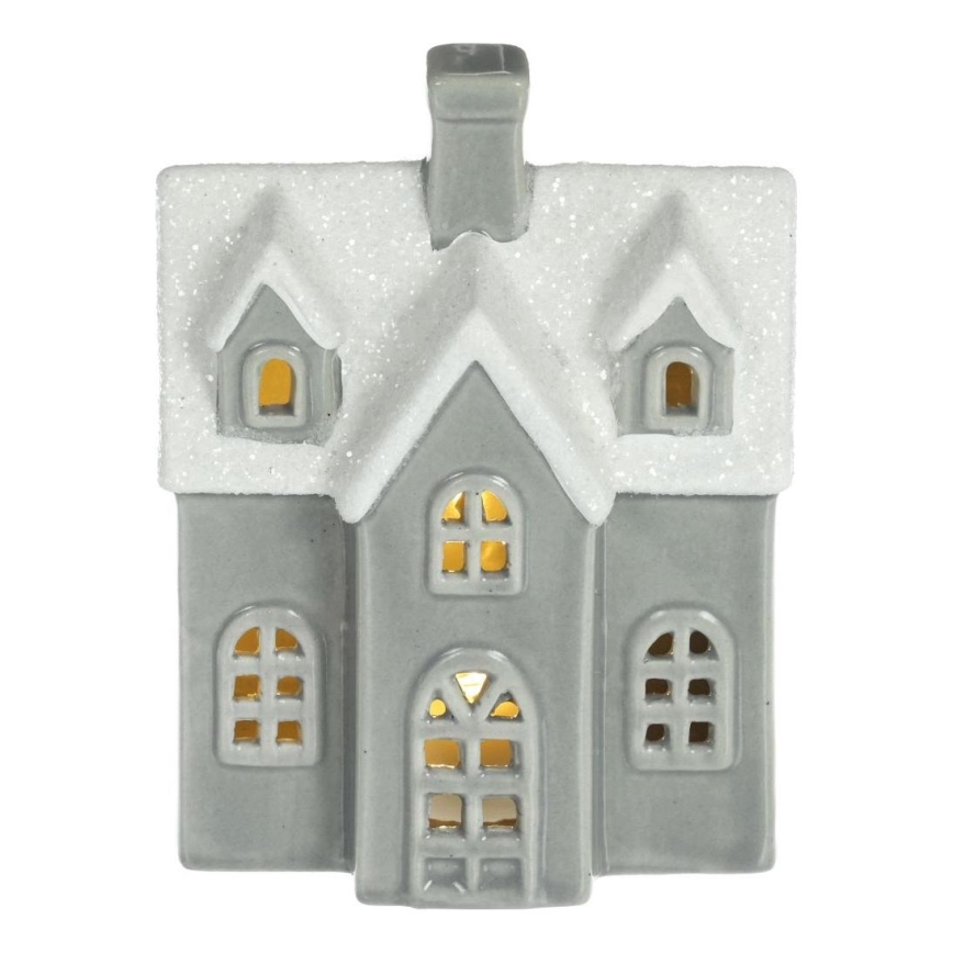 Décoration en porcelaine LED/2xLR44/blanc chaud maison grise