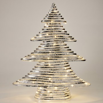 Décoration LED de Noël 60xLED/3xAA 60 cm blanc chaud sapin/argenté