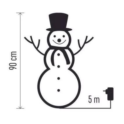 Décoration LED d'extérieur pour Noël — bonhomme de neige 90 cm, 80xLED/2,25W/4,5/230V IP44