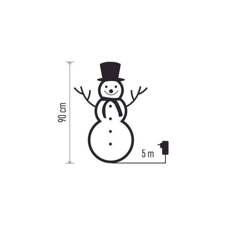 Décoration LED d'extérieur pour Noël — bonhomme de neige 90 cm, 80xLED/2,25W/4,5/230V IP44