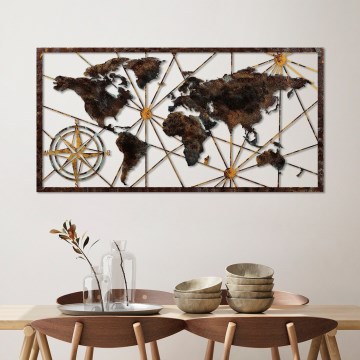 Décoration murale 120x60 cm carte du monde métal