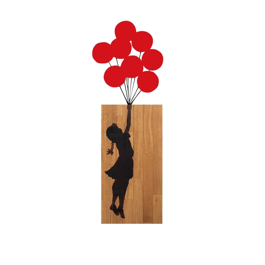 Décoration murale 34x99 cm fille bois/métal