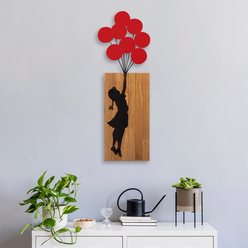 Décoration murale 34x99 cm fille bois/métal