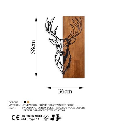 Décoration murale 36x58 cm cerf bois/métal