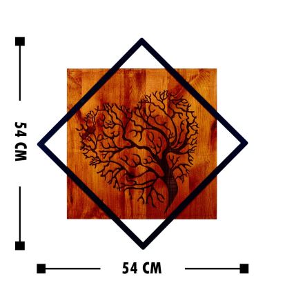 Décoration murale 54x54 cm arbre bois/métal