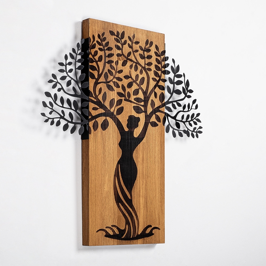 Décoration murale 54x58 cm arbre bois/métal