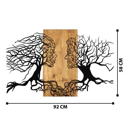 Décoration murale 58x92 cm arbre de vie bois/métal