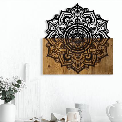 Décoration murale 59x58 cm mandala bois/métal