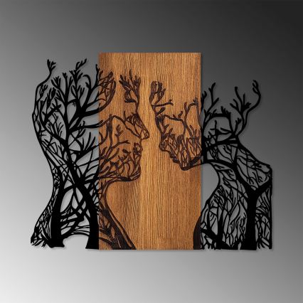 Décoration murale 70x58 cm arbres de vie bois/métal