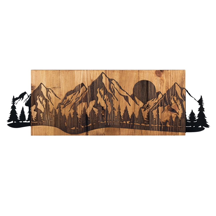 Décoration murale 75,5x24,5 cm montagnes bois/métal
