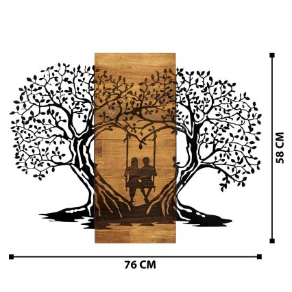 Décoration murale 76x58 cm arbres bois/métal