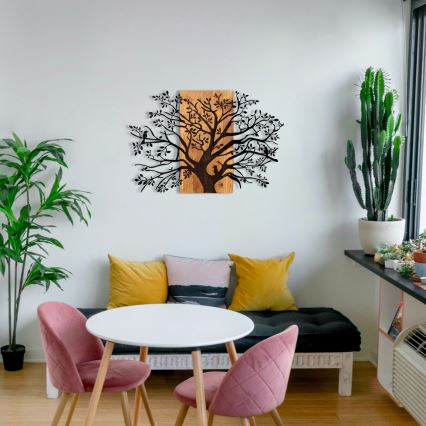 Décoration murale 85x58 cm arbre bois/métal