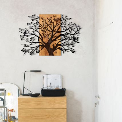 Décoration murale 85x58 cm arbre bois/métal