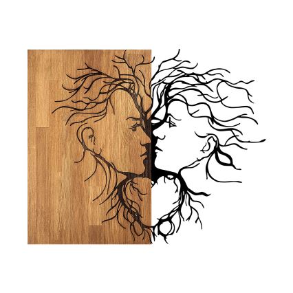 Décoration murale 96x79 cm amour bois/métal