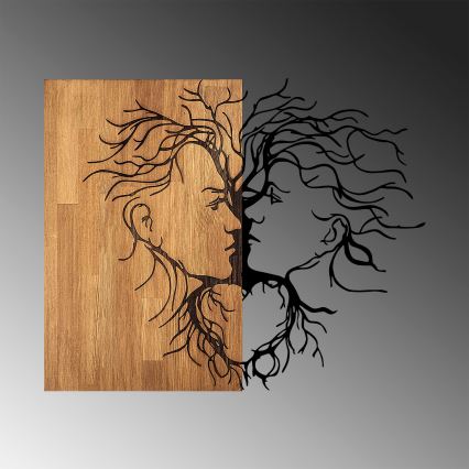 Décoration murale 96x79 cm amour bois/métal