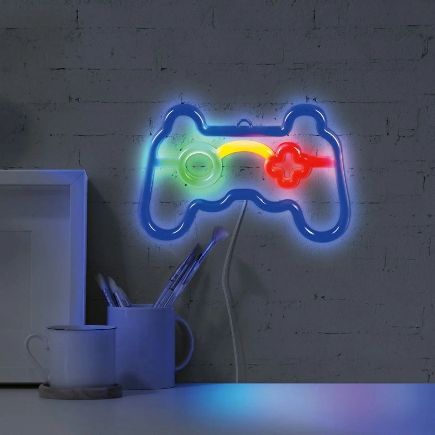 Décoration murale néon GAME LED/3W/3xAA USB bleu