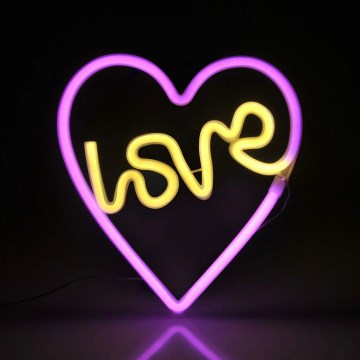 Décoration murale néon LOVE LED/3W/3xAA USB rose