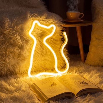 Décoration néon LED de table — 2 W / 3×AA / USB — Chat
