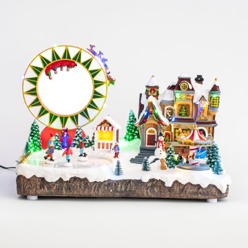 Décoration RGB de Noël musicale animée 30xLED/1,5W/230V village enneigé