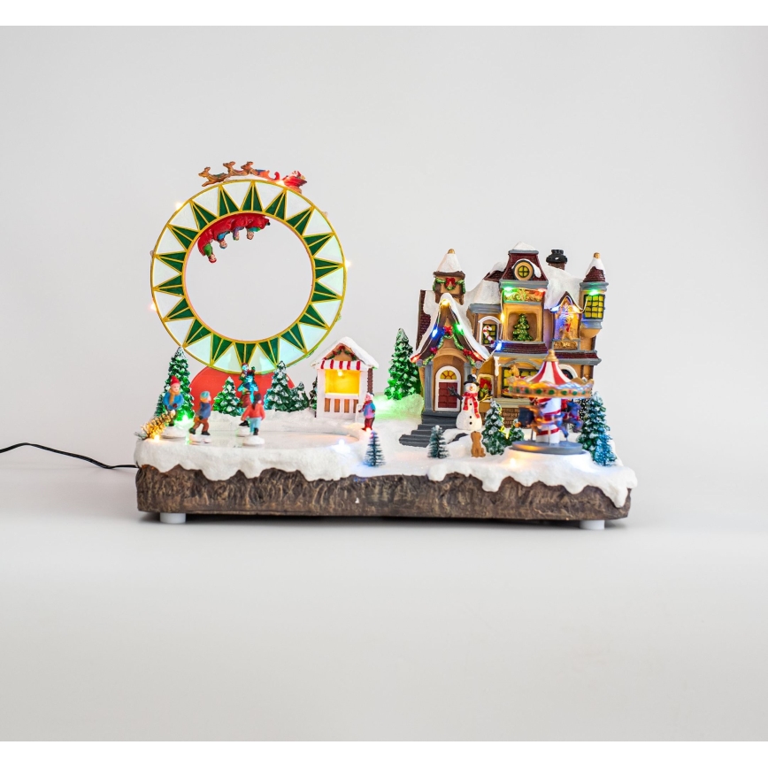 Décoration RGB de Noël musicale animée 30xLED/1,5W/230V village enneigé