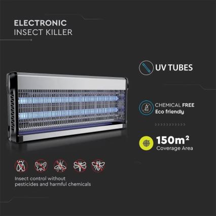 Tue mouche électrique 2x20W/230V 150m2