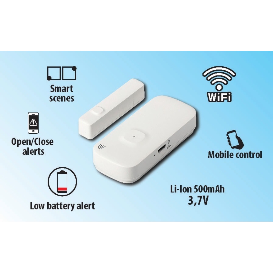 Détecteur de fenêtre et de porte connecté 3,7V Wi-Fi Tuya