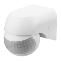 Détecteur PIR de mouvement 180° pour extérieur avec capteur crépusculaire, IP44, blanc
