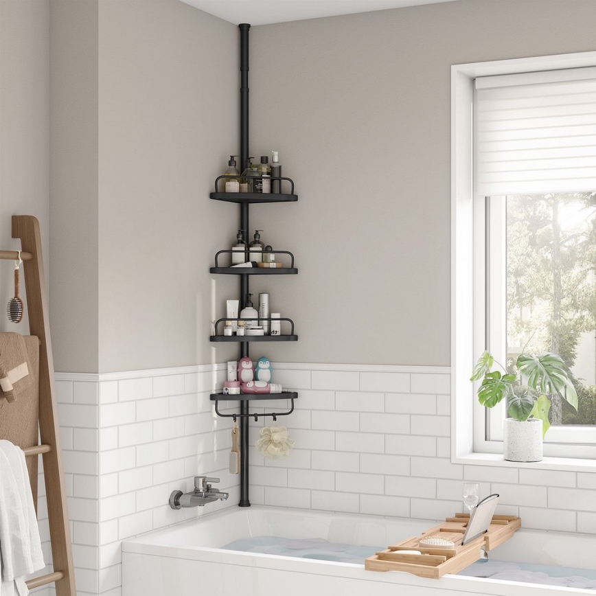 DEX hoekplank voor de badkamer, zwart