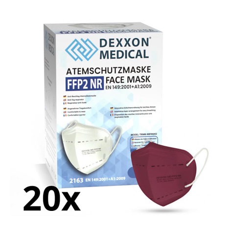 DEXXON MEDICAL Respirateur FFP2 NR rouge vin 20pcs