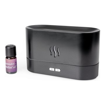 Diffuseur de parfum d'ambiance et humidificateur d'air à ultrasons avec un rétro-éclairage LED RGB 180ml noir
