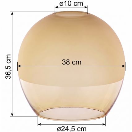 Diffuseur en verre de rechange pour lustre KULA E27, Ø 38 cm, beige fumé