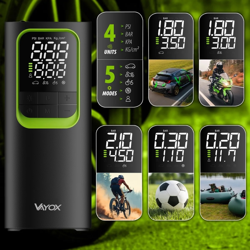 Digitale compacte draagbare compressor 5V 8000 mAh zwart