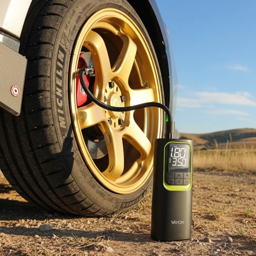 Digitale compacte draagbare compressor 5V 8000 mAh zwart