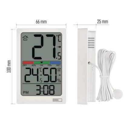 Digitale thermometer met hygrometer, 2xAAA, wit