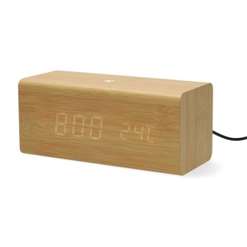 Digitale wekker met LED-display en thermometer 5V/1xCR2032 hout