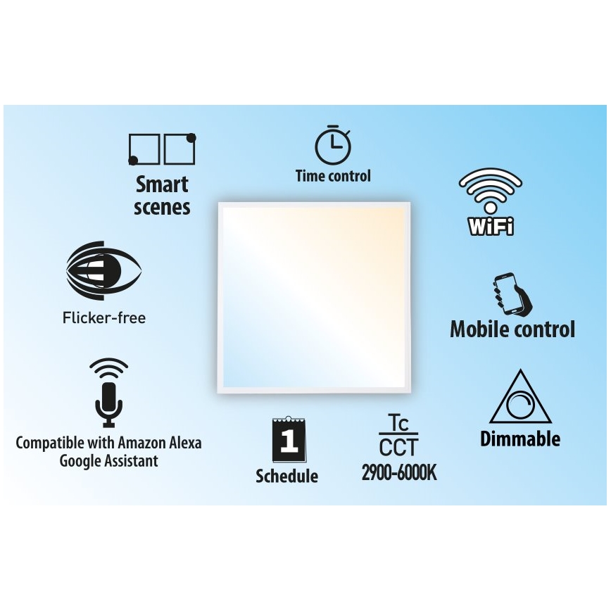Dimbaar LED Inbouw Paneel LIBRA LED/40W/230V 2900-6000K Wi-Fi Tuya