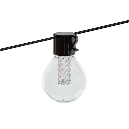 LED-dimbare solarlampenslinger 15xLED/1,5W/3,7/5V 2700-10000K 2200 mAh 9 m IP65 zwart + afstandsbediening