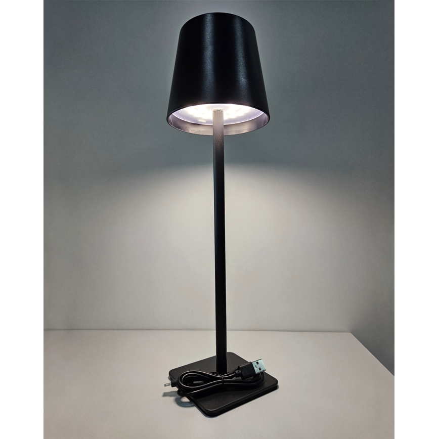 Dimbaar LED touch tafellampje LED/5W/5V USB 1200 mAh zwart