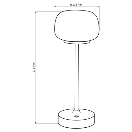 Dimbaar LED touch tafellampje RIMINI LED/2W/5V USB 2000 mAh zwart/wit