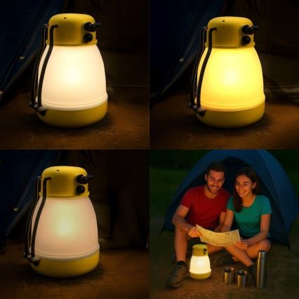 Dimbare draagbare oplaadbare LED-lamp met powerbankfunctie LUMINA MINIO, LED/5V, 1800 mAh, IP44, geel