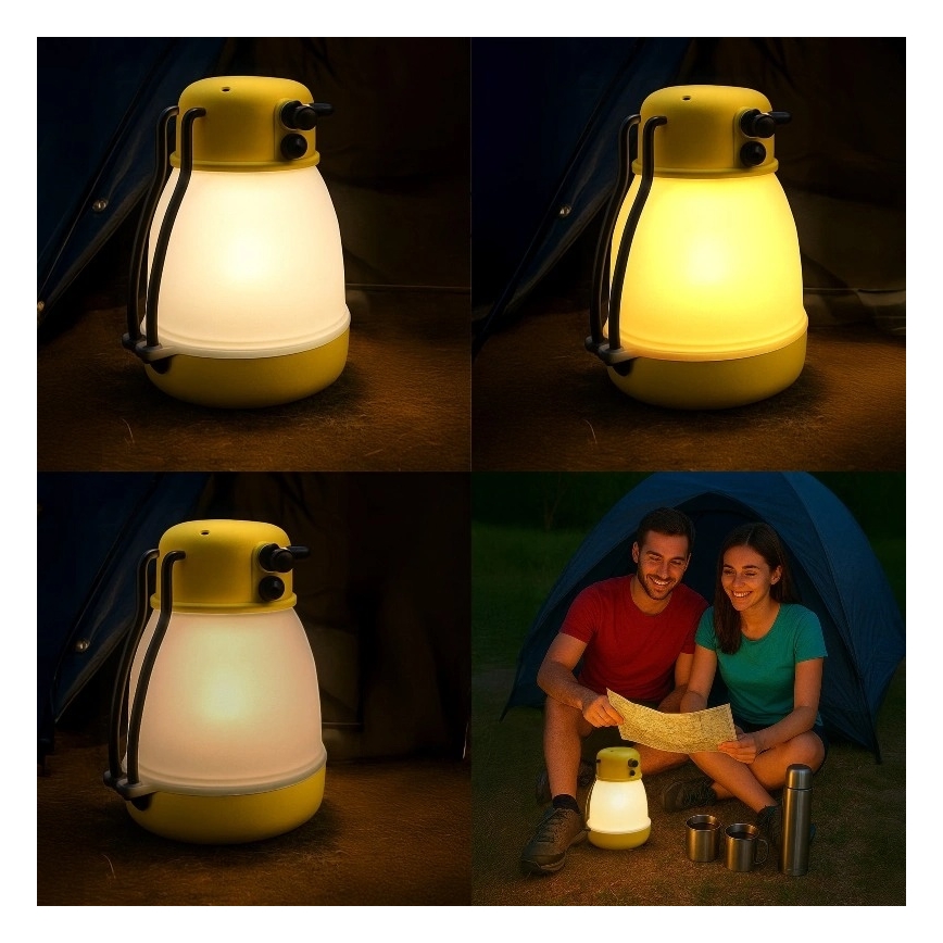 Dimbare draagbare oplaadbare LED-lamp met powerbankfunctie LUMINA MINIO, LED/5V, 1800 mAh, IP44, geel