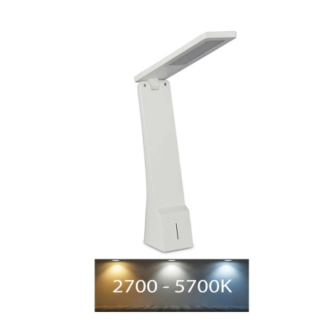 Dimbare en Oplaadbare LED Tafel Lamp met touch besturing USB LED/4W/5V 1200 mAh 2700K-5700K wit/zilver