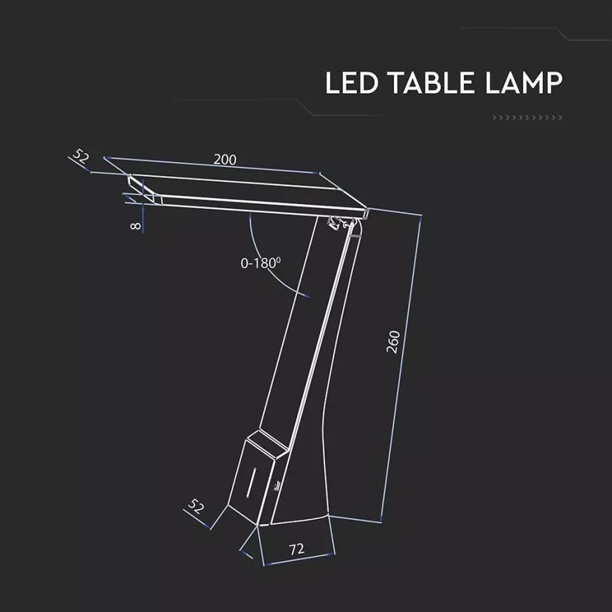 Dimbare en Oplaadbare LED Tafel Lamp met touch besturing USB LED/4W/5V 1200 mAh 2700K-5700K wit/zilver